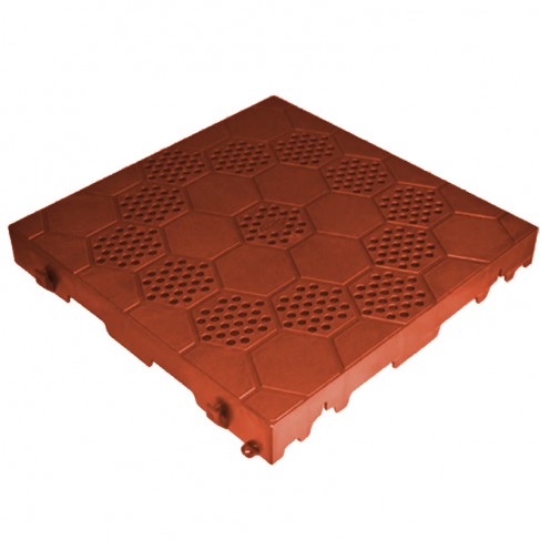 Mattonella semiforata rossa Dakota 400x400x50mm per giardino ed aree esterne Dakota - 1