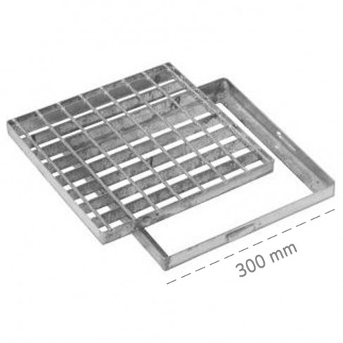 Griglia quadrata con telaio Dakota 300x300mm Classe 1 in acciaio zincato per pozzetti Dakota - 1
