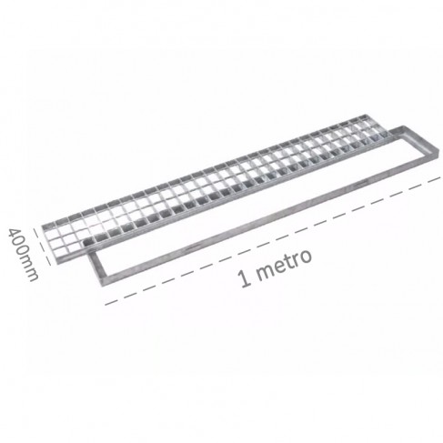 Griglia rettangolare con telaio Dakota 1000x400mm Classe 1 in acciaio zincato per raccolta acqua Dakota - 1