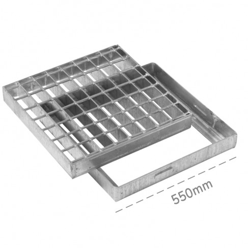 Griglia pesante con telaio Dakota 550x550mm Classe 2 in acciaio zincato per deflusso acqua Dakota - 1