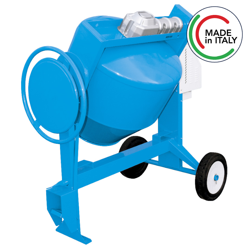 Betoniera a bicchiere silenziata Polieri Tech-PC 250lt monofase 1.1kW con ribaltamento pignone e corona Betoniera a bicchiere silenziata Polieri Tech-PC 250lt monofase 1.1kW con ribaltamento pignone e corona