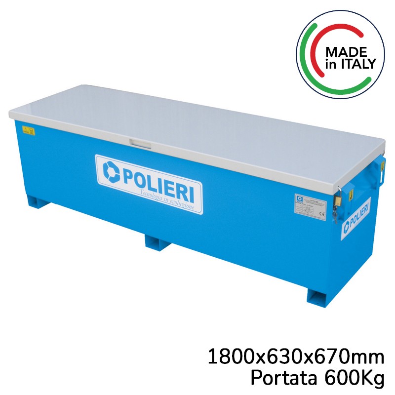 Cassone porta attrezzi Polieri 1800x630x670mm con 4 punti di sollevamento, portata 600kg Cassone porta attrezzi Polieri 1800x630x670mm con 4 punti di sollevamento, portata 600kg