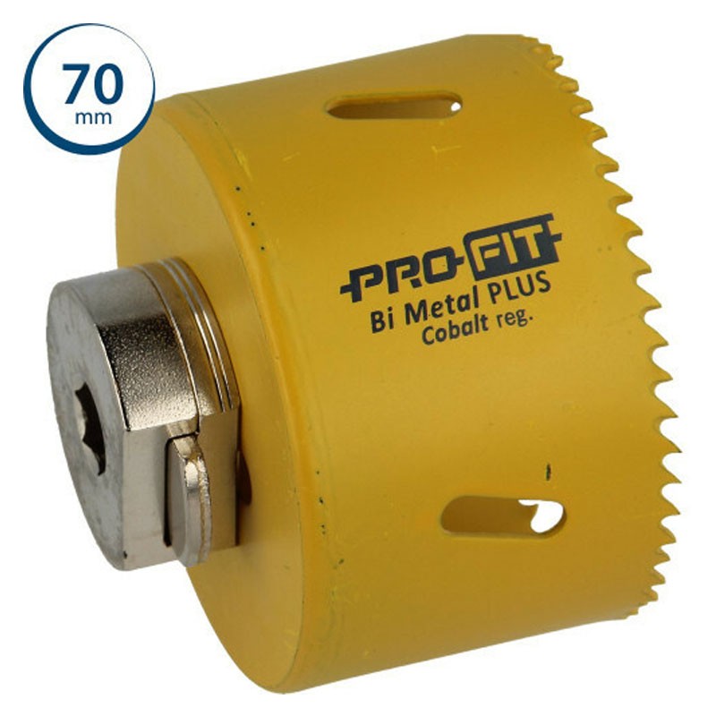 Sega a tazza ProFit BiMetal Plus Click&Drill passo regolare per foratura lamiere metalliche, 70mm Sega a tazza ProFit BiMetal Plus Click&Drill passo regolare per foratura lamiere metalliche, 70mm