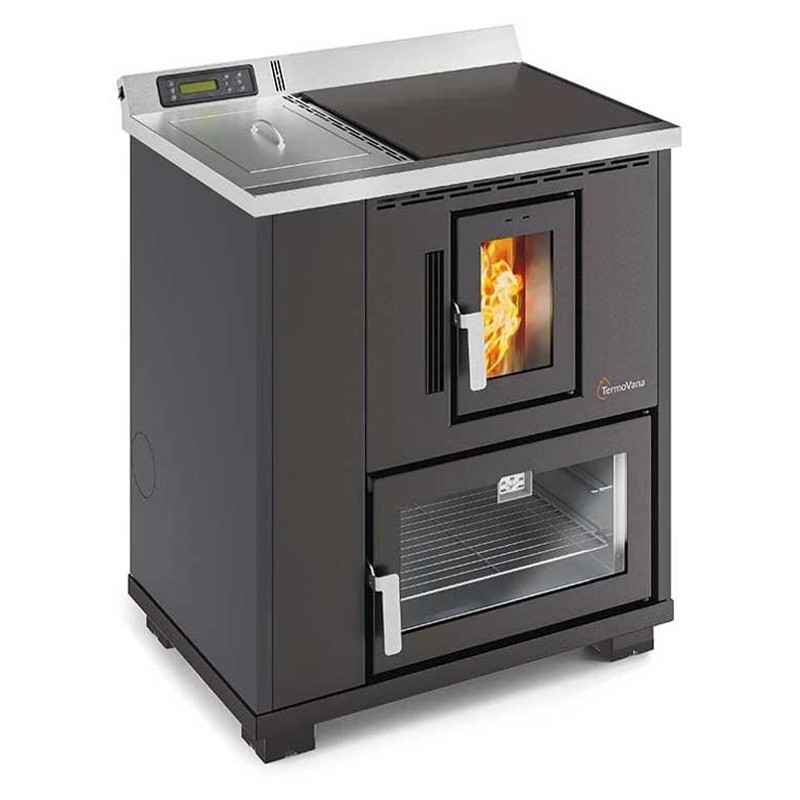 Cucina a pellet TermoVana Desy 9.0 Antracite con sistema di canalizzazione ad 1 motore, 8,8kW Cucina a pellet TermoVana Desy 9.0 Antracite con sistema di canalizzazione ad 1 motore, 8,8kW