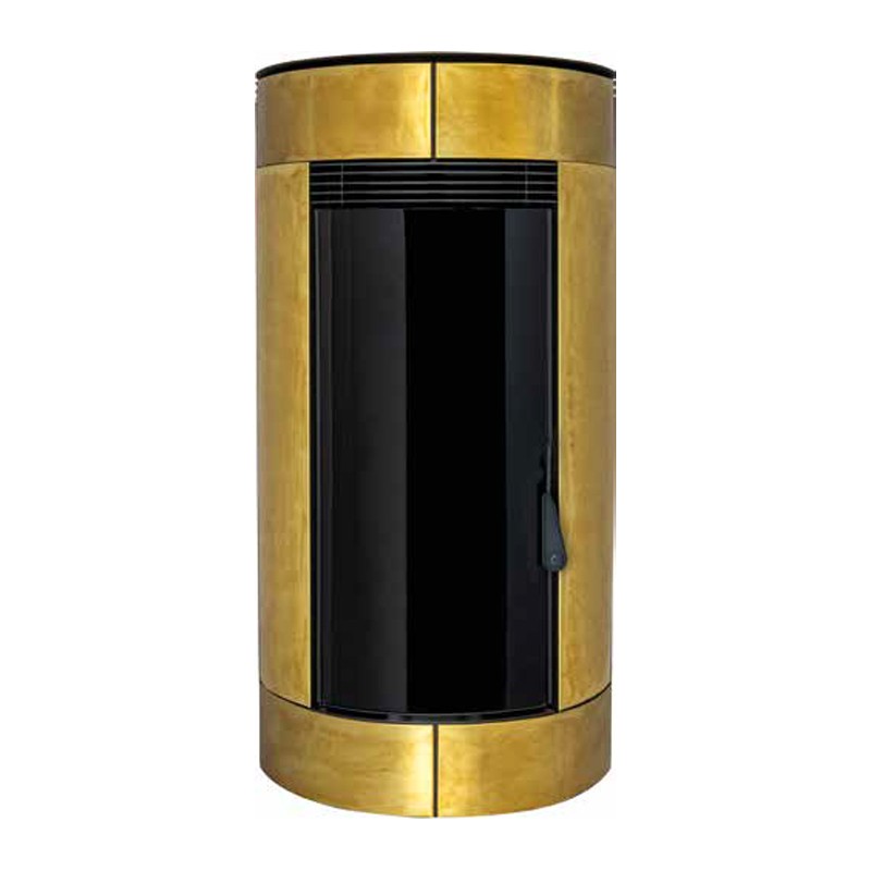 Stufa a pellet ermetica TermoVana Opera 9.0 Metal Line Ottone spazzolato sistema scarico Poujoulat, 8kW Termovana - 2