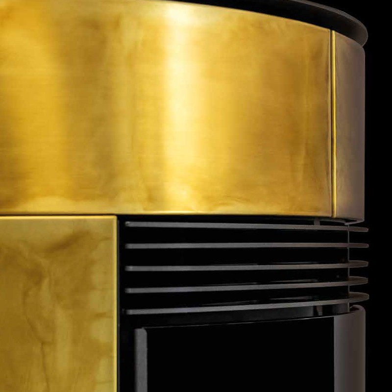 Stufa a pellet ermetica TermoVana Opera 9.0 Metal Line Ottone spazzolato sistema scarico Poujoulat, 8kW Termovana - 3