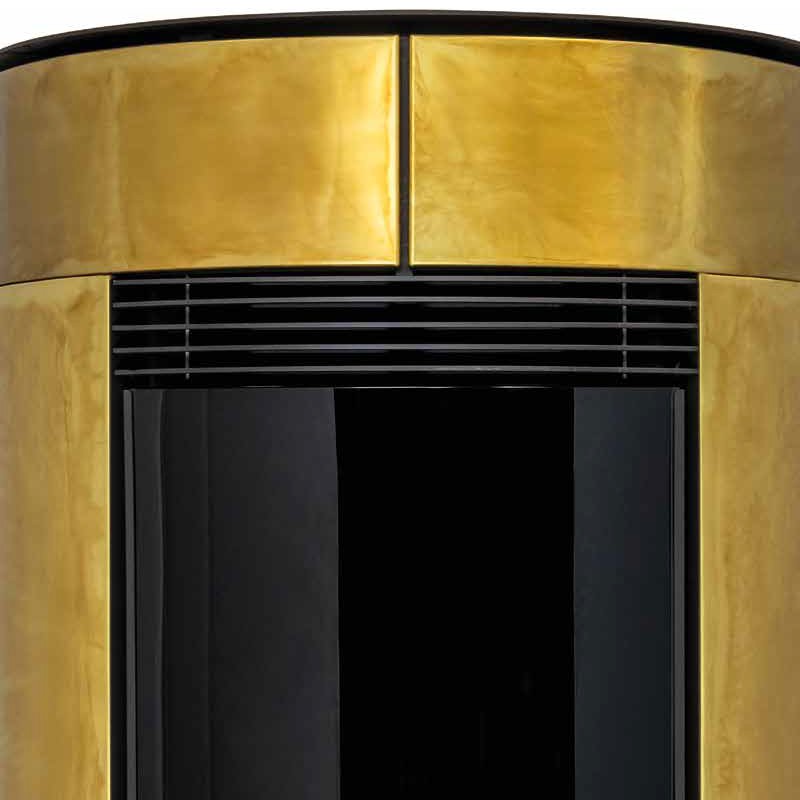Stufa a pellet ermetica TermoVana Opera 9.0 Metal Line Ottone spazzolato sistema scarico Poujoulat, 8kW Termovana - 4