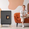 Stufa a pellet ermetica TermoVana Wave 8.0 Plus Antracite con piedini in legno, 7kW Termovana - 4 Stufa a pellet ermetica TermoVana Wave 8.0 Plus Antracite con piedini in legno, 7kW Termovana - 4