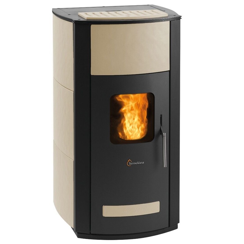 Stufa a pellet Idro TermoVana Pegaso 33.0 rivestimento maiolica avorio, 30.5kW Stufa a pellet Idro TermoVana Pegaso 33.0 rivestimento maiolica avorio, 30.5kW