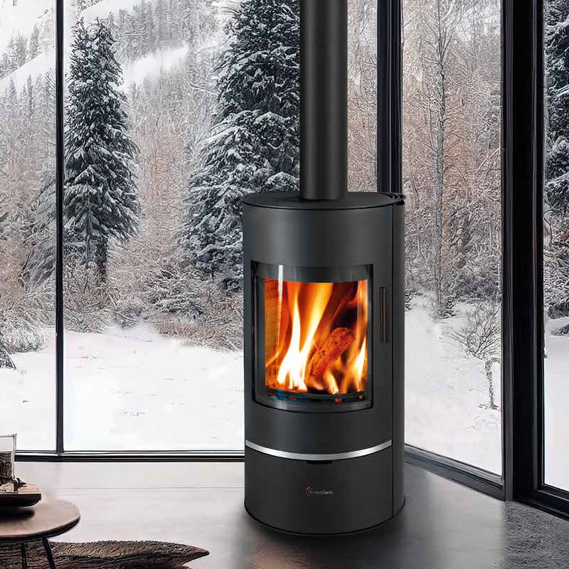 Stufa a legna TermoVana Vitre 7.5 Nera opaca con porta panoramica, 7,15kW Termovana - 2 Stufa a legna TermoVana Vitre 7.5 Nera opaca con porta panoramica, 7,15kW Termovana - 2