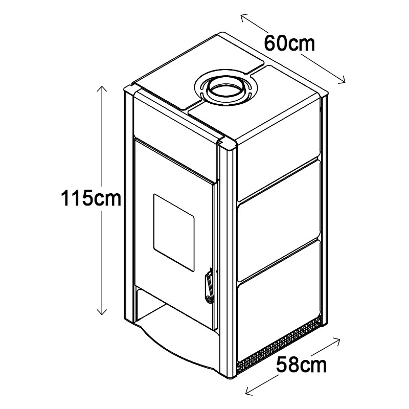 Stufa a legna ermetica TermoVana Alba 12 Nera con focolaio alte prestazioni, 12kW Termovana - 5 Stufa a legna ermetica TermoVana Alba 12 Nera con focolaio alte prestazioni, 12kW Termovana - 5