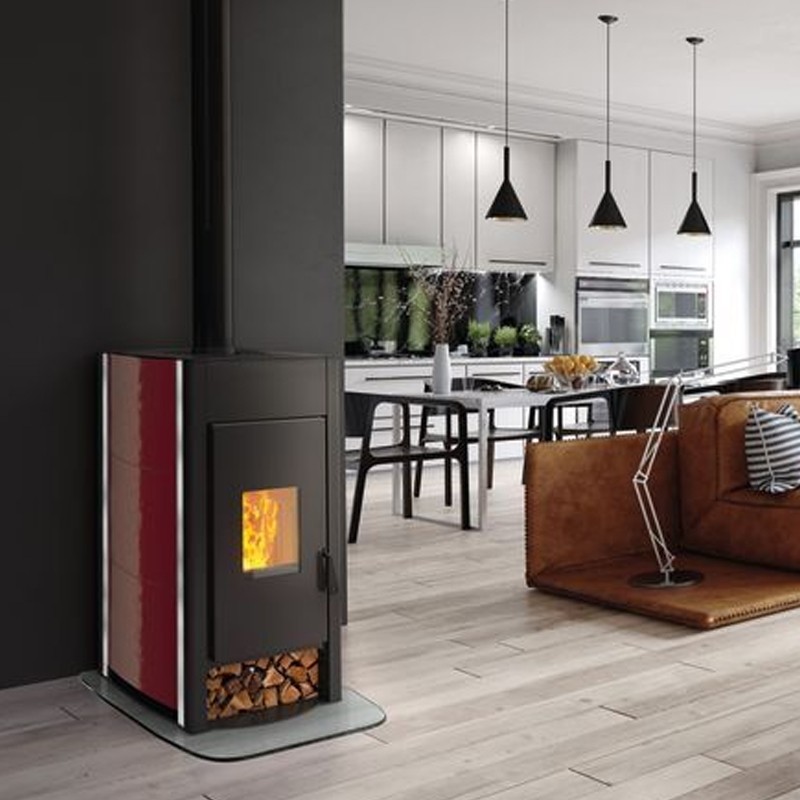 Stufa a legna ermetica TermoVana Aurora 12 maiolica rossa con focolaio alte prestazioni, 12kW Termovana - 4 Stufa a legna ermetica TermoVana Aurora 12 maiolica rossa con focolaio alte prestazioni, 12kW Termovana - 4