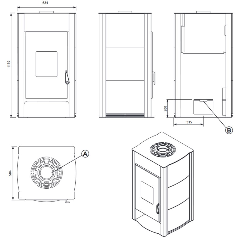 Stufa a legna ermetica TermoVana Aurora 12 maiolica avorio con focolaio alte prestazioni, 12kW Termovana - 5 Stufa a legna ermetica TermoVana Aurora 12 maiolica avorio con focolaio alte prestazioni, 12kW Termovana - 5