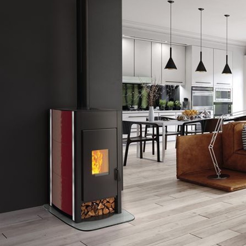 Stufa a legna Idro TermoVana Aurora 16 Hydro rossa 16.3kW per riscaldare ambienti e acqua sanitaria Termovana - 4
