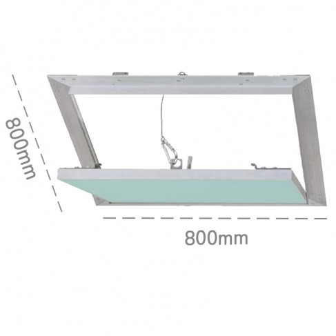 Botola d'ispezione Dakota AluHydro 800x800mm per soffitti/pareti in cartongesso, lastra idro 12,5mm