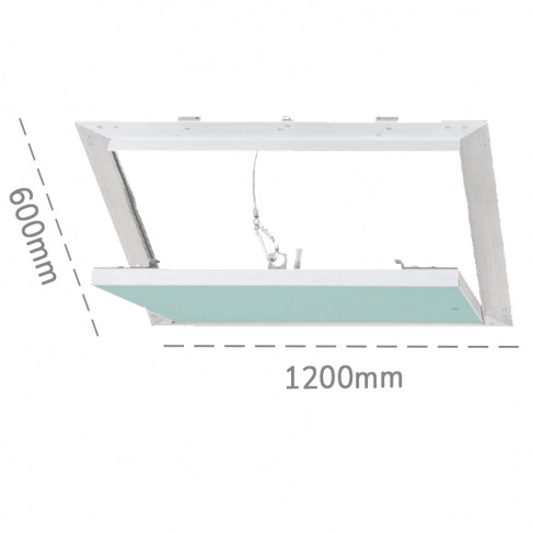 Botola d'ispezione Dakota AluHydro White 600x1200mm per soffitti/pareti in cartongesso, lastra idro 12,5mm
