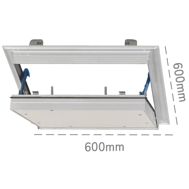 Botola d'ispezione Dakota Alumatic EI90 600x600mm per controsoffitti in cartongesso, lastra fuoco 40mm Botola d'ispezione Dakota Alumatic EI90 600x600mm per controsoffitti in cartongesso, lastra fuoco 40mm