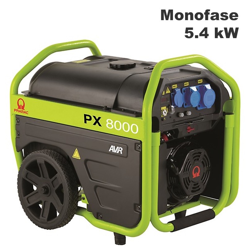 Generatore di corrente a benzina Pramac PX8000 Monofase 5.4kW con ruote Generatore di corrente a benzina Pramac PX8000 Monofase 5.4kW con ruote