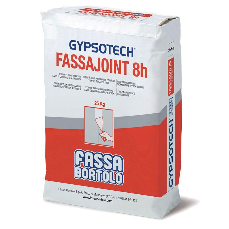 Stucco per cartongesso Fassa Bortolo Fassajoint 8h, lavorazione 8 ore (Sacco da 25Kg) Stucco per cartongesso Fassa Bortolo Fassajoint 8h, lavorazione 8 ore (Sacco da 25Kg)
