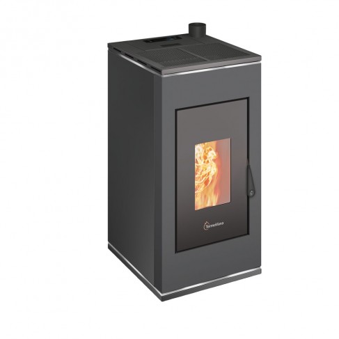 Stufa a pellet ermetica TermoVana Sofia 9 UP Grafite Opaco con uscita fumi superiore, 8kW