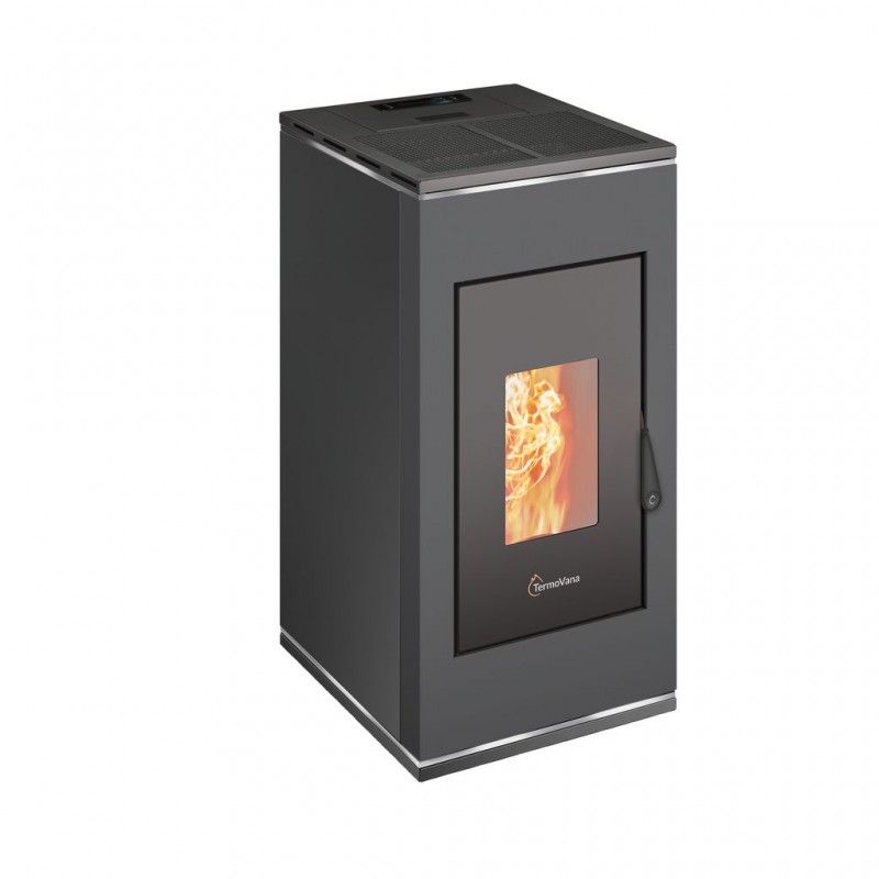 Stufa a pellet ermetica TermoVana Sofia 9 BACK Grafite Opaco con uscita fumi posteriore, 8kW