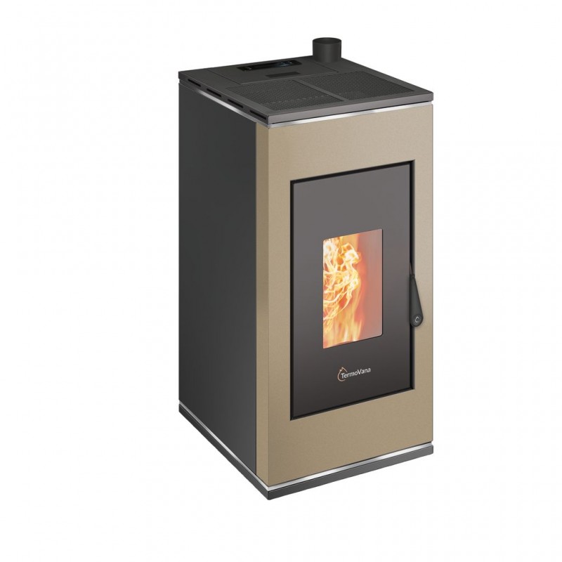 Stufa a pellet ermetica TermoVana Sofia 9 UP Tortora Vintage con uscita fumi superiore, 8kW Stufa a pellet ermetica TermoVana Sofia 9 UP Tortora Vintage con uscita fumi superiore, 8kW