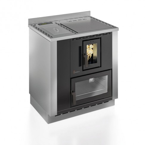 Cucina a pellet da incasso TermoVana Desyré 9.0 Acciaio Inox canalizzabile 1 motore, 8,8kW