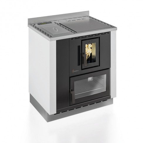 Cucina a pellet da incasso TermoVana Desyré 9.0 Bianco Opaco canalizzabile 1 motore, 8,8kW