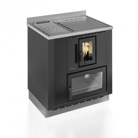 Cucina a pellet da incasso TermoVana Desyré 9.0 Grafite Opaco canalizzabile 1 motore, 8,8kW