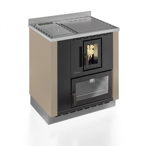 Cucina a pellet da incasso TermoVana Desyré 9.0 Tortora Vintage canalizzabile 1 motore, 8,8kW