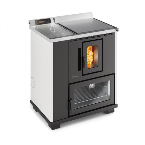 Cucina a pellet TermoVana Desy 9.0 Bianco Opaco con sistema di canalizzazione ad 1 motore, 8,8kW