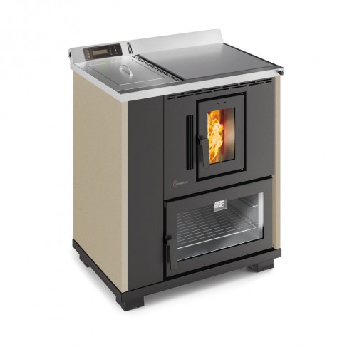 Cucina a pellet TermoVana Desy 9.0 Tortora Vintage con sistema di canalizzazione ad 1 motore, 8,8kW
