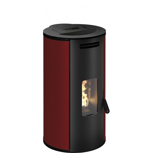 Stufa a pellet ermetica TermoVana Louvre 9 BACK Bordeaux Vintage dalla forma circolare, 8,8kW