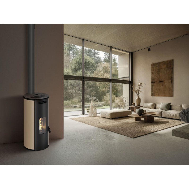 Stufa a pellet ermetica TermoVana Louvre 9 PJ Tortora Vintage con scarico Poujoulat, 8,8kW Stufa a pellet ermetica TermoVana Louvre 9 PJ Tortora Vintage con scarico Poujoulat, 8,8kW