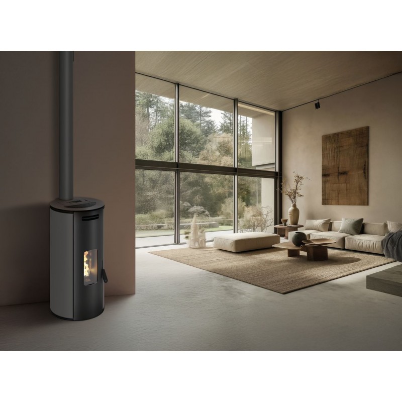 Stufa a pellet ermetica TermoVana Louvre 9 PJ Grafite Opaco con scarico Poujoulat, 8,8kW Stufa a pellet ermetica TermoVana Louvre 9 PJ Grafite Opaco con scarico Poujoulat, 8,8kW