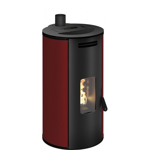 Stufa a pellet ermetica TermoVana Louvre 9 UP Bordeaux Vintage con sarico superiore, 8,8kW