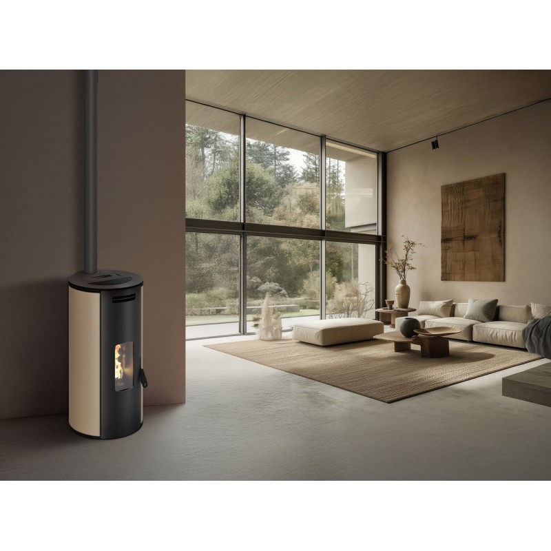 Stufa a pellet ermetica TermoVana Louvre 9 UP Tortora Vintage con sarico superiore, 8,8kW Stufa a pellet ermetica TermoVana Louvre 9 UP Tortora Vintage con sarico superiore, 8,8kW