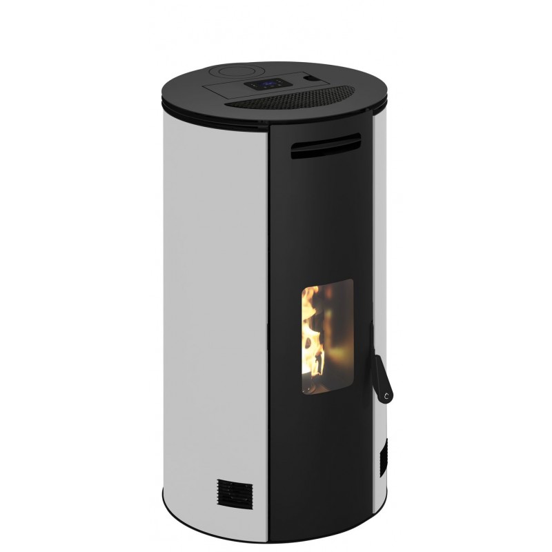 Stufa a pellet ermetica TermoVana Fancy 12 BACK Bianco Opaco canalizzabile con scarico posteriore, 11kW