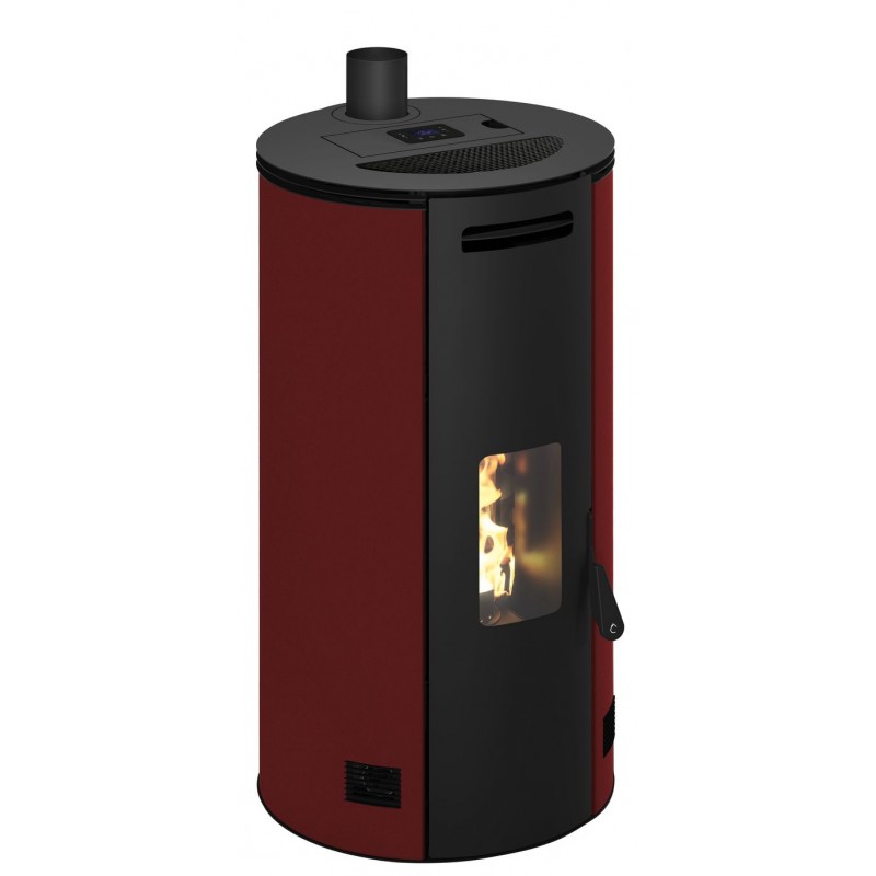 Stufa a pellet ermetica TermoVana Fancy 12 UP Bordeaux Vintage canalizzabile con scarico superiore, 11kW