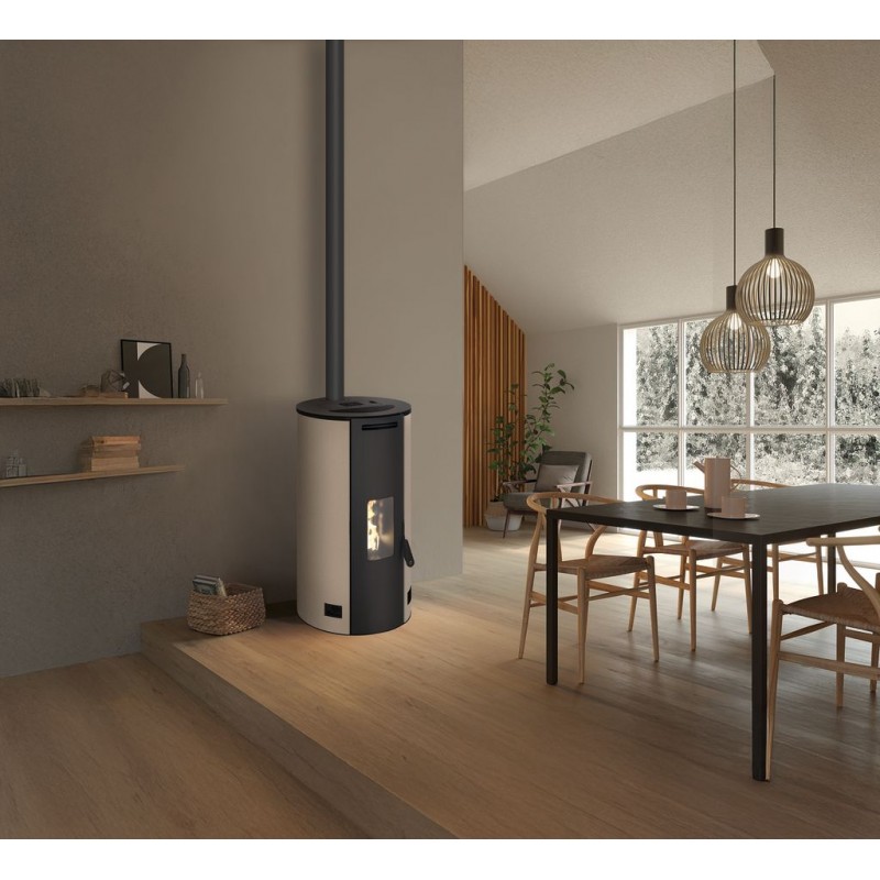 Stufa a pellet ermetica TermoVana Fancy 12 UP Tortora Vintage canalizzabile con scarico superiore, 11kW Stufa a pellet ermetica TermoVana Fancy 12 UP Tortora Vintage canalizzabile con scarico superiore, 11kW