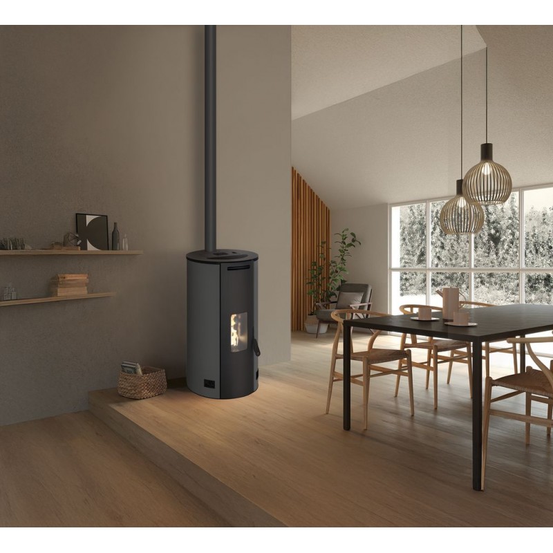 Stufa a pellet ermetica TermoVana Fancy 12 UP Grafite Opaco canalizzabile con scarico superiore, 11kW Stufa a pellet ermetica TermoVana Fancy 12 UP Grafite Opaco canalizzabile con scarico superiore, 11kW