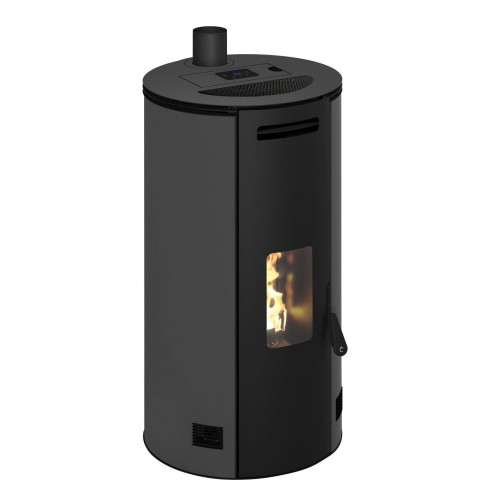 Stufa a pellet ermetica TermoVana Fancy 12 UP Grafite Opaco canalizzabile con scarico superiore, 11kW