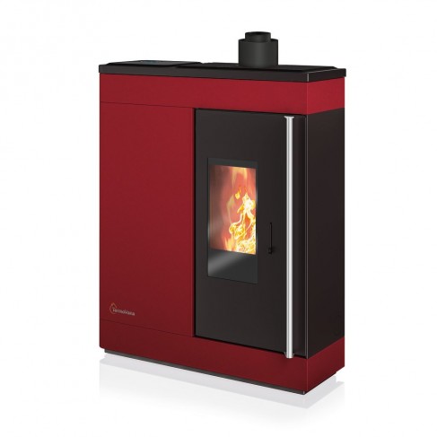 Stufa a pellet ermetica TermoVana Fine 14.3 PJ Bordeaux Vintage canalizzabile con scarico superiore, 13kW