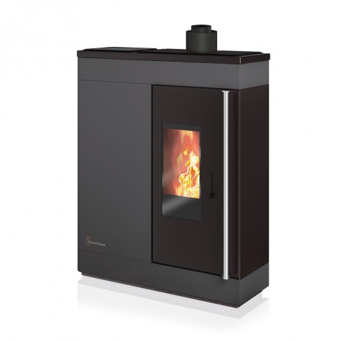 Stufa a pellet ermetica TermoVana Fine 14.3 PJ Grafite Opaco canalizzabile con scarico superiore, 13kW