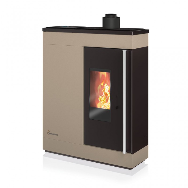 Stufa a pellet ermetica TermoVana Fine 14.3 PJ Tortora Vintage canalizzabile con scarico superiore, 13kW Stufa a pellet ermetica TermoVana Fine 14.3 PJ Tortora Vintage canalizzabile con scarico superiore, 13kW