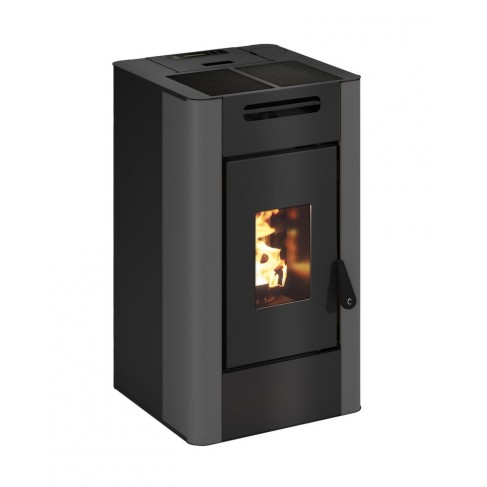 Stufa a pellet ermetica TermoVana Maria 9 BACK Grafite Opaco con uscita fumi posteriore, 8kW
