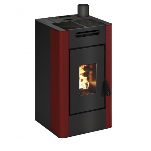 Stufa a pellet ermetica TermoVana Maria 9 UP Bordeaux Vintage con uscita fumi superiore, 8kW