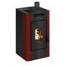 Stufa a pellet ermetica TermoVana Maria 9 UP Bordeaux Vintage con uscita fumi superiore, 8kW