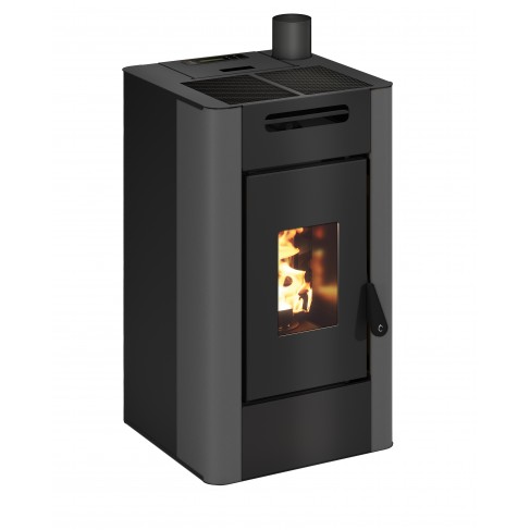 Stufa a pellet ermetica TermoVana Maria 9 UP Grafite Opaco con uscita fumi superiore, 8kW