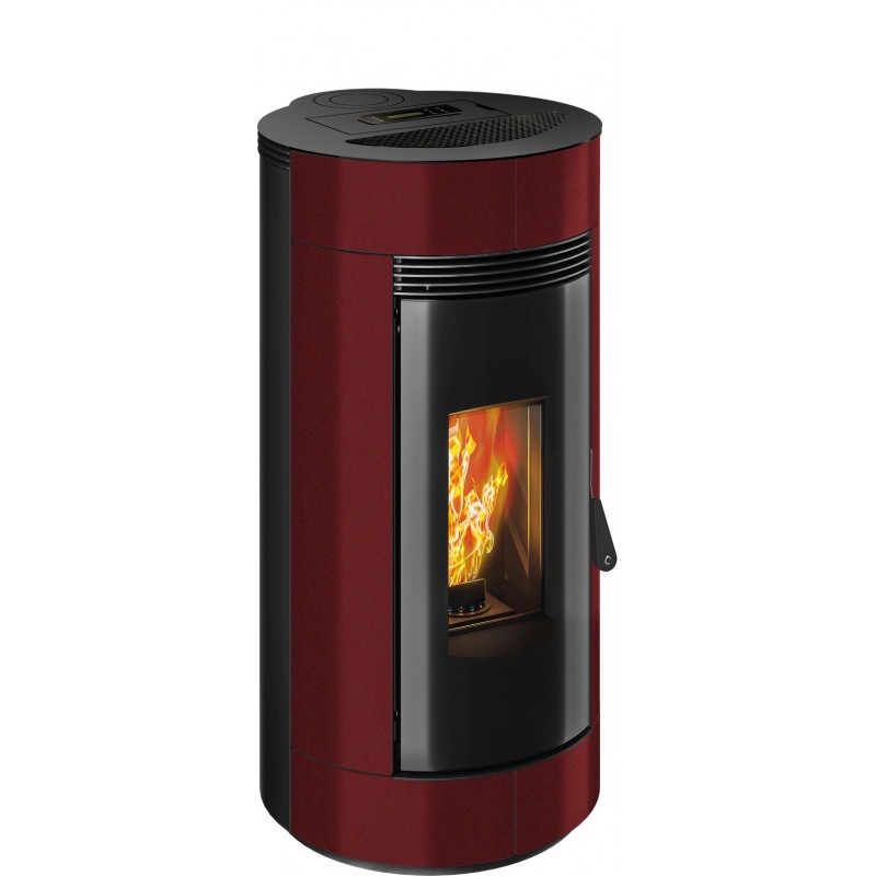 Stufa a pellet ermetica TermoVana Charly 9 BACK Bordeaux Vintage con sarico posteriore, 8,8kW